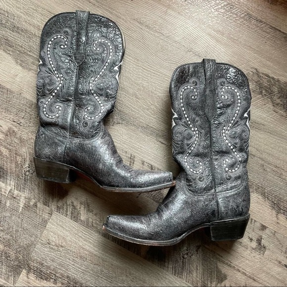 Safari exotic black leather boots size 8.5 - Picture 6 of 11